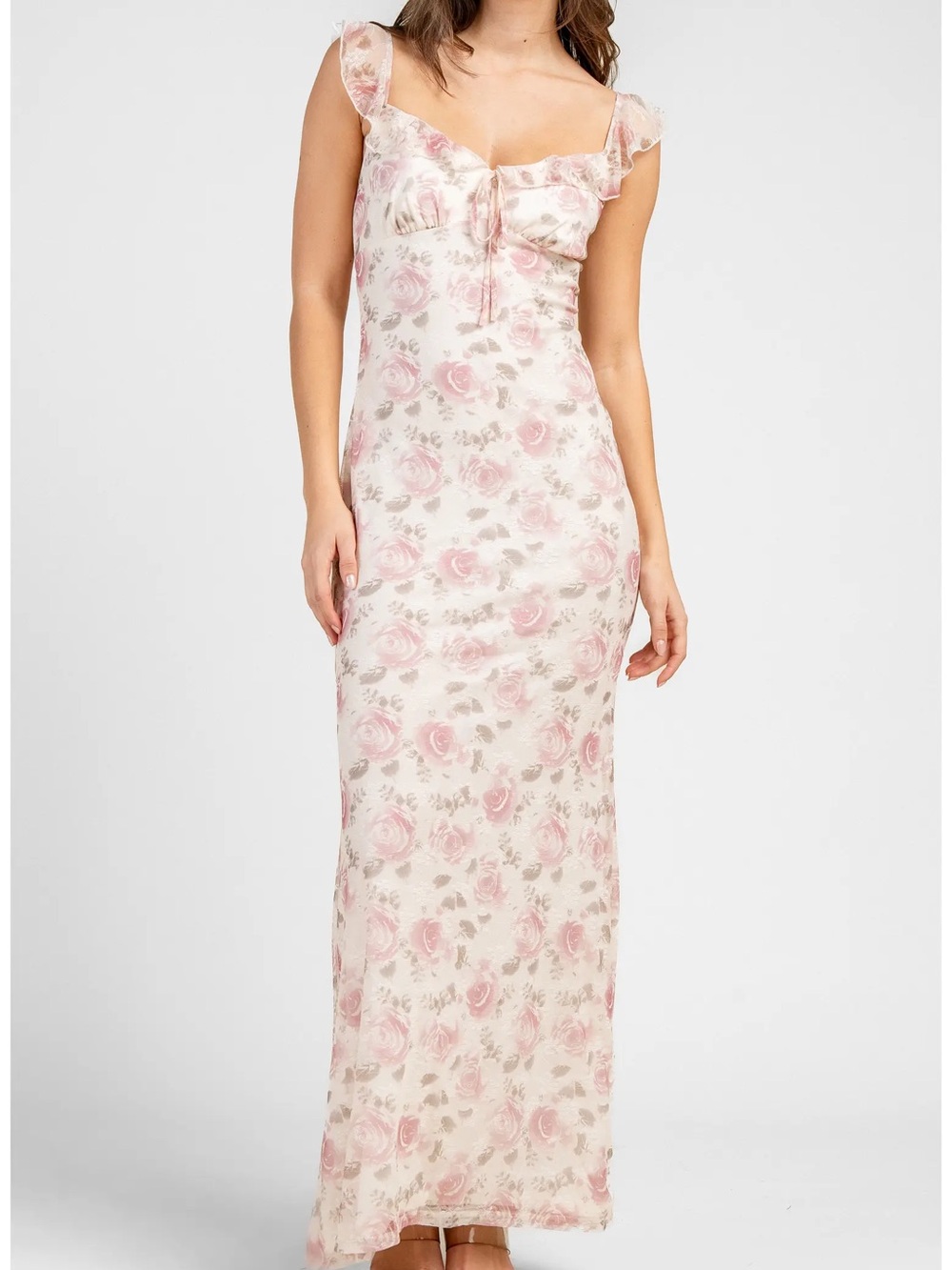 Beivy printed mesh Floral Maxi Dress size L new!